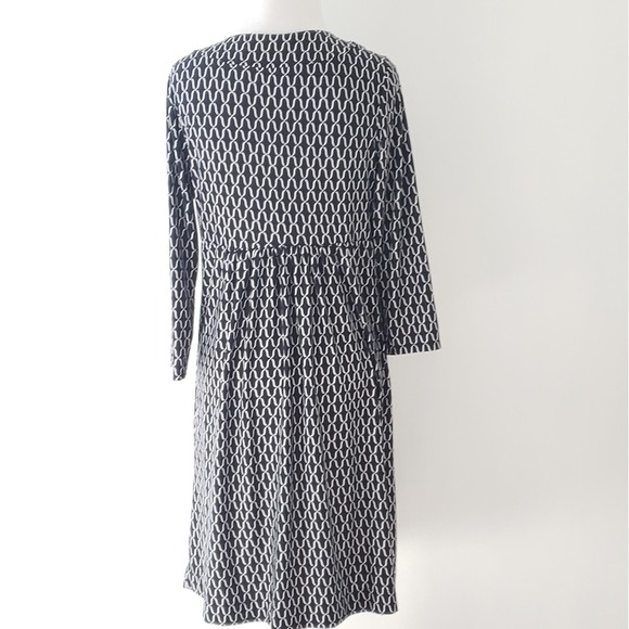 Soma Ruffle-Neck Black White Dress High Waist V-Neck Stretchy Women Small - Picture 3 of 7